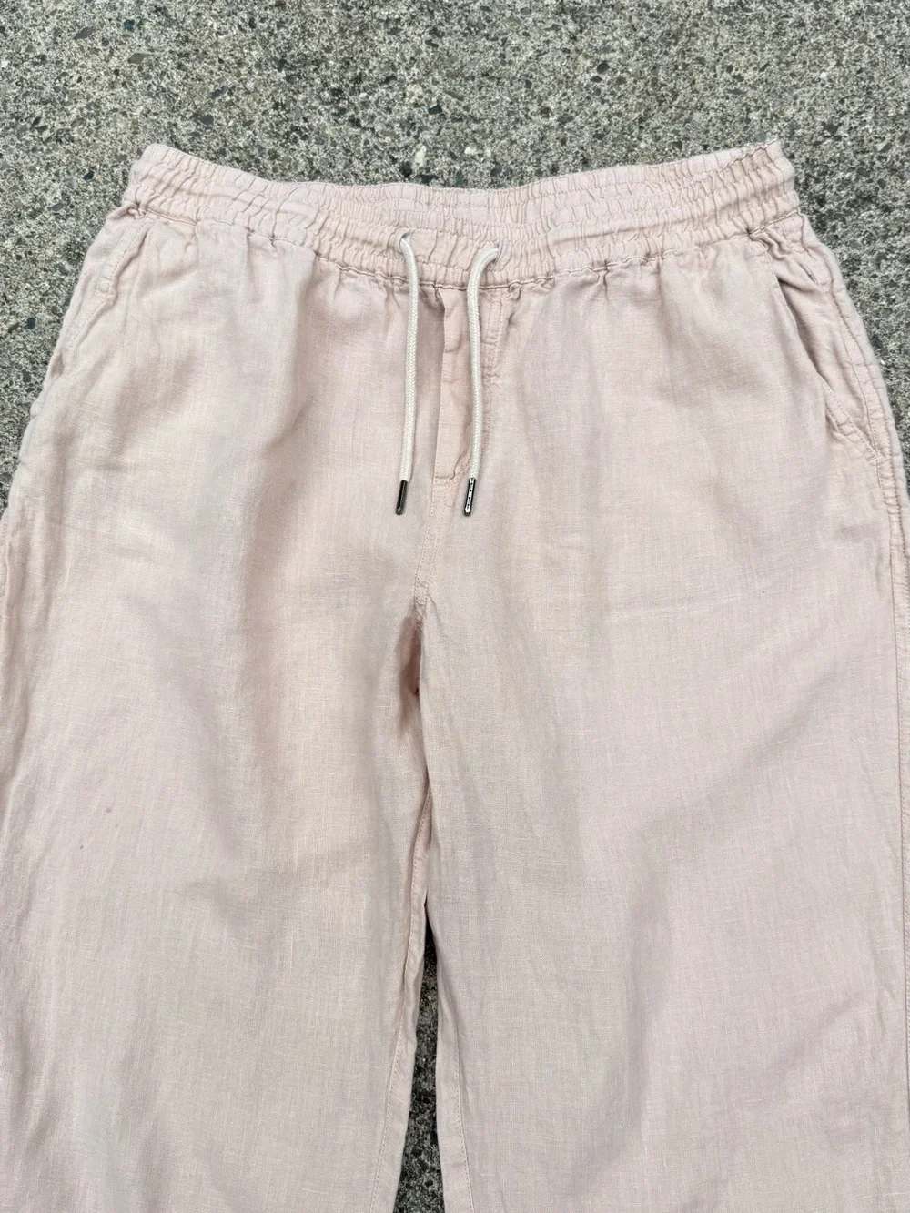 Quince Men’s Linen-Blend Drawstring Joggers | Cream/Tan | Size M